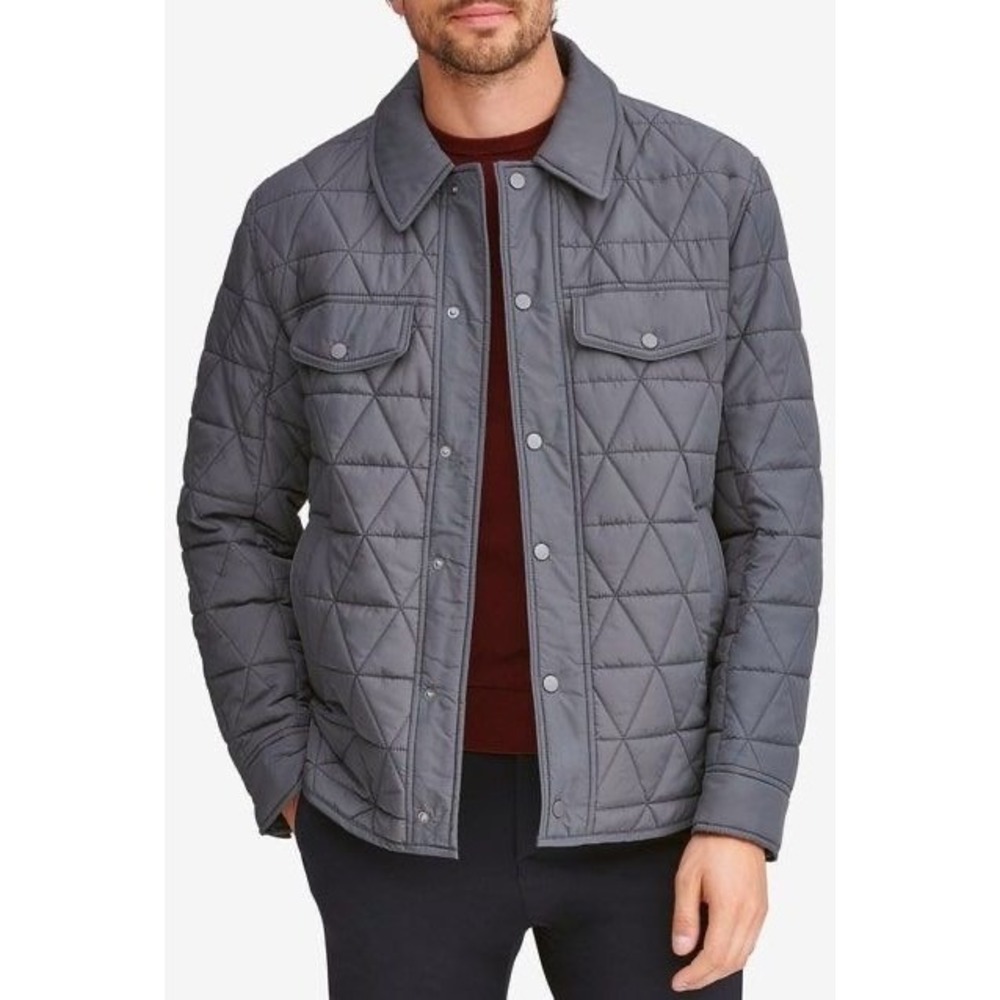 Marc New York Andrew Marc Quilted Shirt Jacket Charcoal Gray Men's Size M